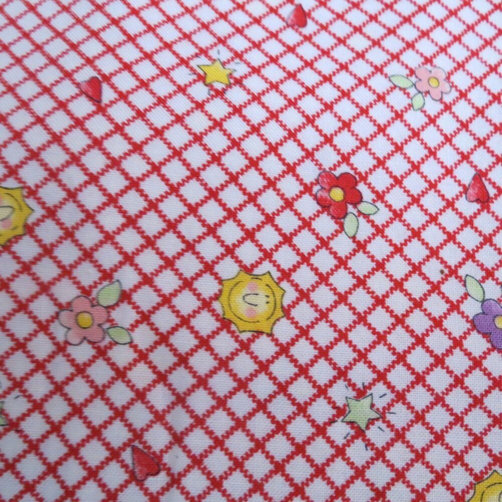 3 1/2 yards Cotton Quilt Fabric Petite Floral Check Red  Craft Material #95